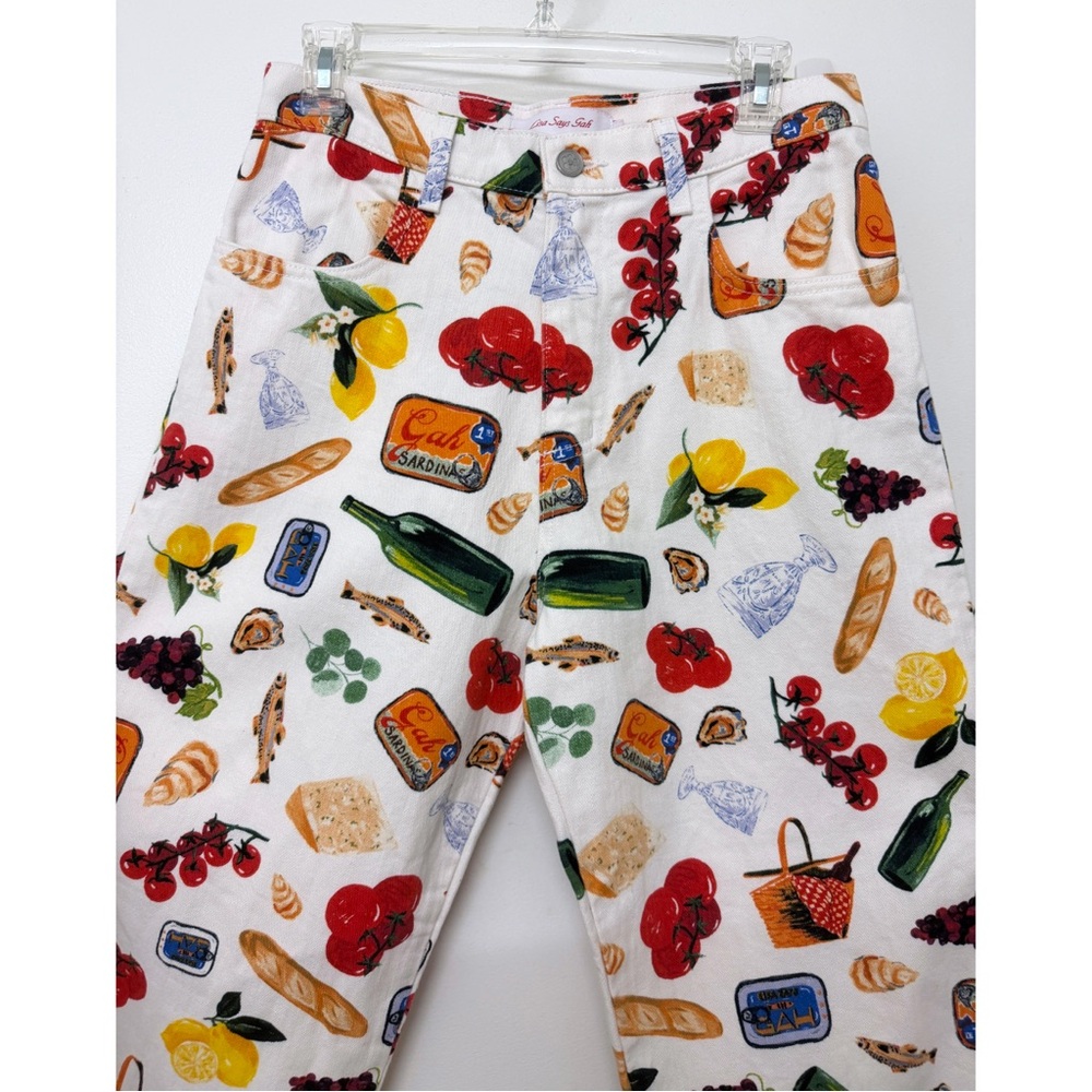 Lisa Says Gah Italian Summer Print Robyn Jeans Pants Trousers Denim Food 8 - Picture 6 of 16